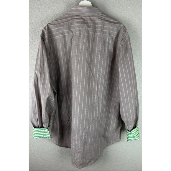 Robert Graham Long Sleeve Stripe Shirt Button Front Flip Cuffs, size XL - Picture 3 of 8